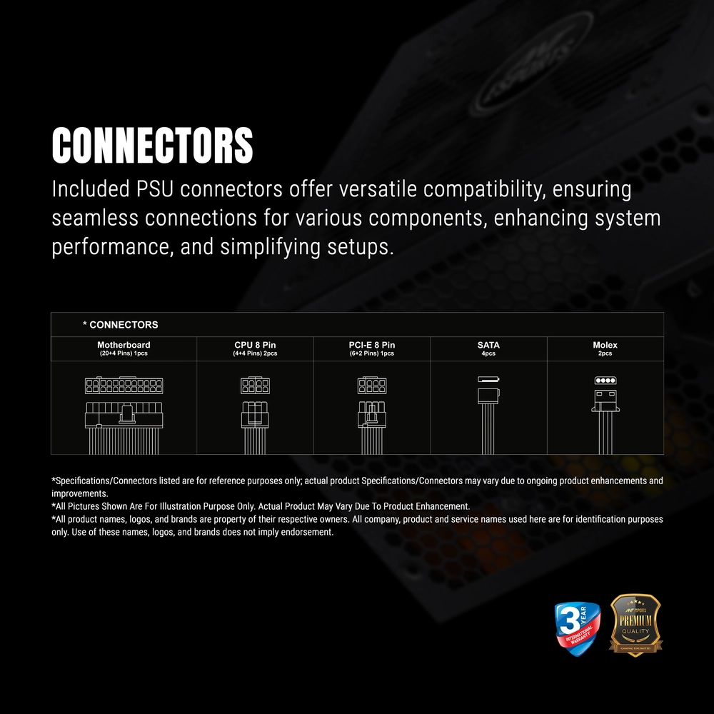 Ant Esports RX650 650w 80 Plus Bronze Gaming Desktop Power Supply view 7